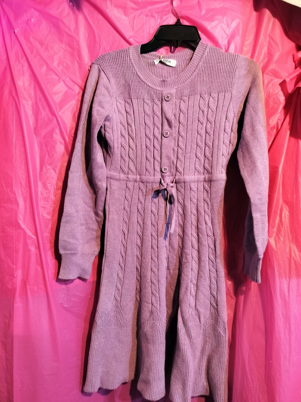 Grace Karin Lavender Cable Knit Long Sleeve Girls Dress